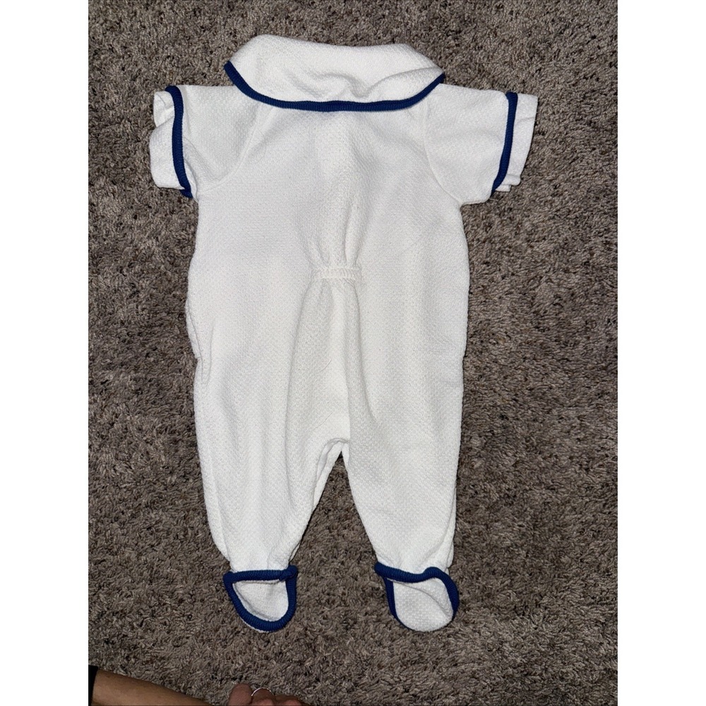 Vtg Baby Dior Small (up to 11 Pounds) Sailor Collar White/Blue Nautical Sailing - Picture 4 of 8